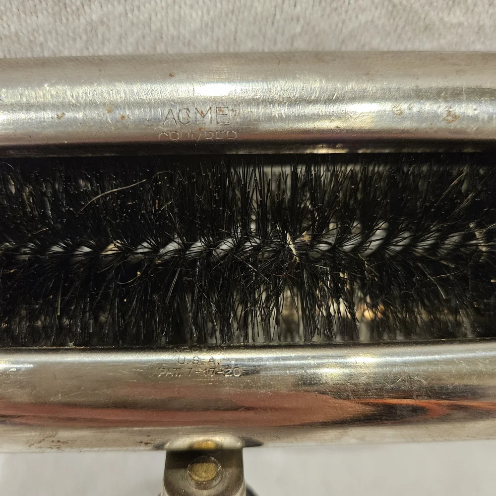 Vintage Antique Art Deco Acme Crumber Roller Crumb Brush Silver Made in USA